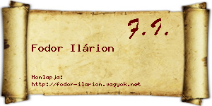 Fodor Ilárion névjegykártya